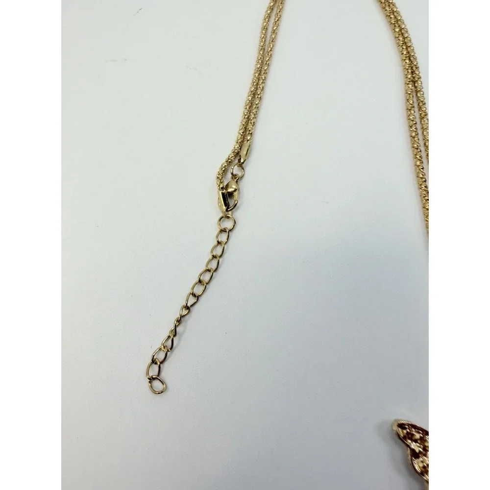 Red Rhinestone Wings Angel Elf Girl Fashion Women Pendant Necklace Gold Tone